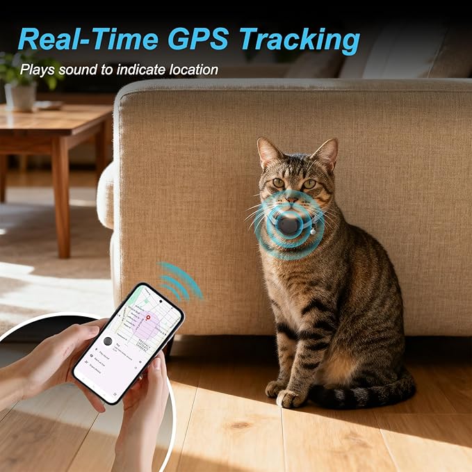 Google Android Cat Tracker Collar (1 Pack), Mini Cat GPS Tracker, Smart Pet Activity Trackers, No Subscription, GPS Cat Collar Certified Finder, Anti-Lost, Finder Tag for Vehicles, Pets, Kids, Items
