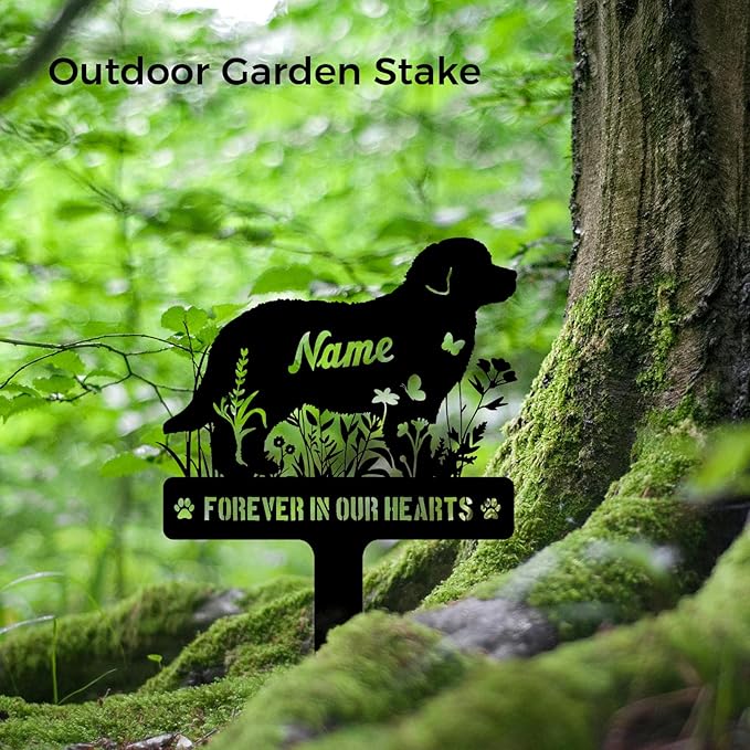 Custom Metal Dog Breed Memorial Stake – Personalized Pet Grave Marker Tombstone, Outdoor Garden Sign, Dog Remembrance Plaque, Sympathy Sign Decor for Graveside or Yard, Pet Loss Gifts