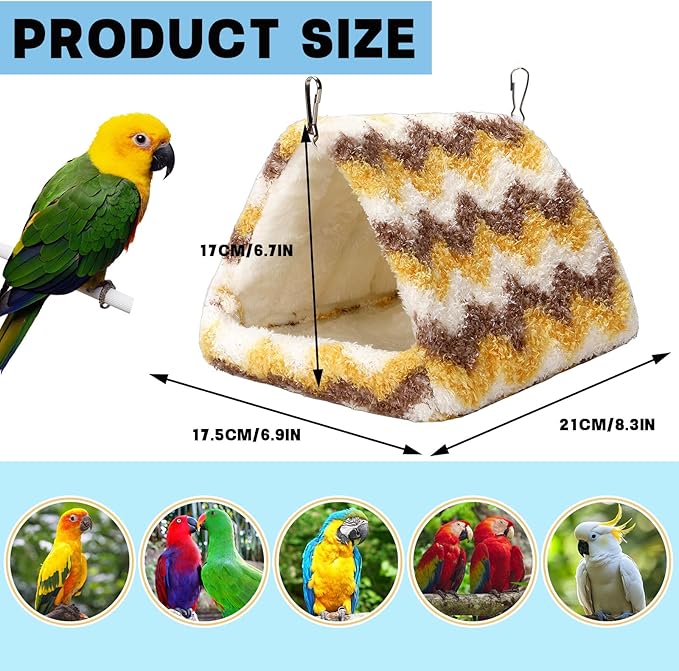 2 Pack Bird Nest House, Hanging Hammock Fluffy Parrots Bird Bed for Cage Bird Plush Nest for Parrot Macaw Budgies Eclectus Parakeet Cockatiels Cockatoo Lovebird