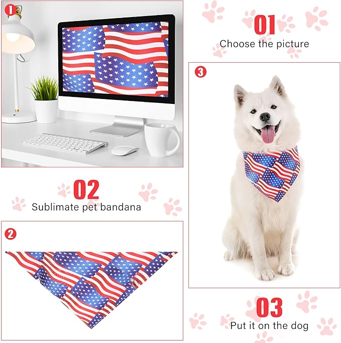 Weewooday 30 Pieces Sublimation Heat Transfer Dog Bandana Triangle Dog Scarf Polyester Pet Bandana DIY Handkerchief Bib for Dogs Puppy
