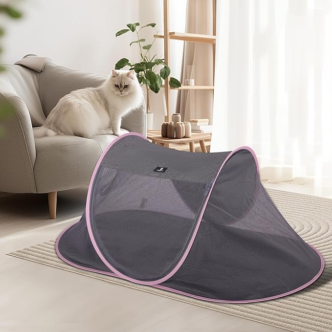 X-ZONE PET Outdoor Cat Tent, Pop Up Cat Playpen, Pet Enclosure Suitable Birds and Small Animals Pink