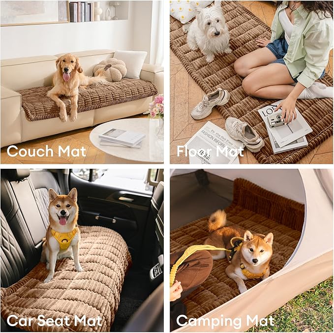 FUNNY FUZZY Pet Couch Covers for Sofa, Washable Dog Couch Cover Protector for Dogs, Flannel Couch Covers for Dogs Pet Friendly Pets Mat Bed (Brown, 35.4"x70.9")