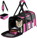 20 Inch Large Cat Carrier for Cats Up to 25 lbs, Extra Large Soft Sided Dog Travel Carrier - Collapsible, Airline Approved Size for 2 Cats with Removable Washable Mat & Food Bowl (Red)