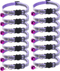 14 Pack Breakaway Cat Collar with Bell, Reflective Kitten Collar for Girl Boy Cats, Safety Buckle Adjustable 7.5-12.5 Inch, 0.4 Inch Width Lightweight, Pet Gifts (Purple)