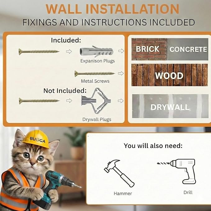 Cat Wall Shelves with 3 Steps – Modern Wood Wall Mounted Furniture, Climber & Perch Shelf for Cats up to 30lbs – Sturdy Floating Bed for Large Cats - Black