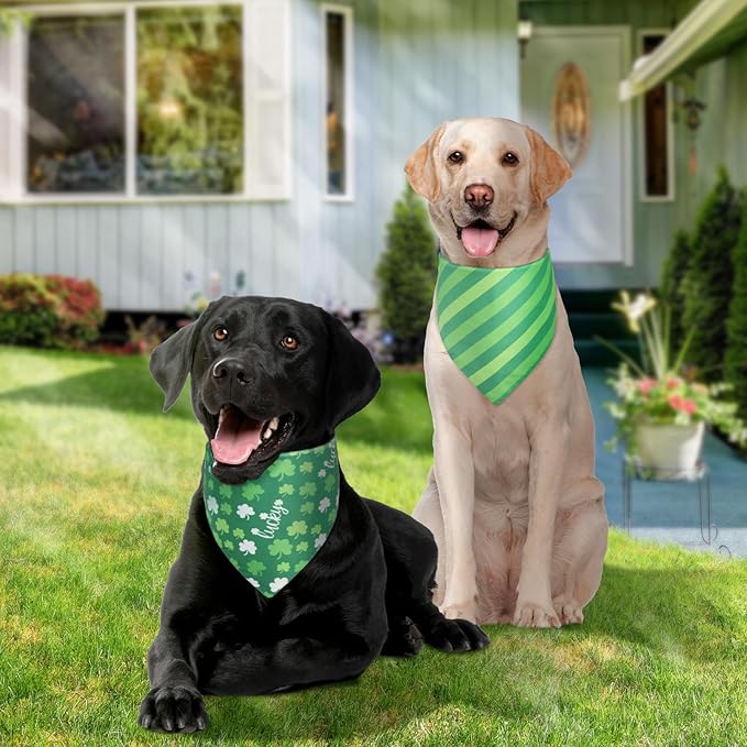 Valentines Dog Bandana St Patricks Day and Easter Dog Bandana Small 3PCS, Colorful Scarf for Boy and Girl, Triangle Reversible Bibs.