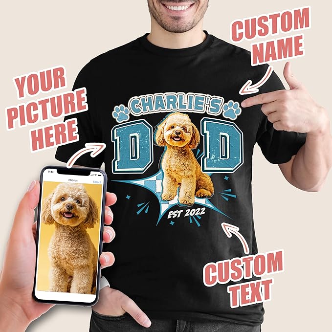 JIX & JOKY Custom Your Own Bootleg Rap Shirts with Dog Faces Custom Pet Shirt for Men Graphic Tshirt Gift Idea for Pet Lovers