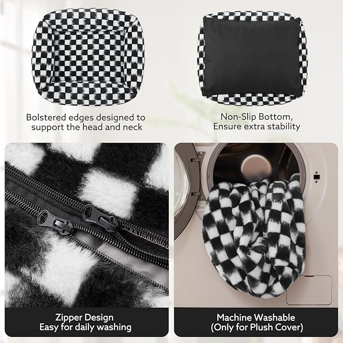 JOEJOY Dog Bed Medium Size Dog, Rectangle Washable Orthopedic Corduroy Fleece Pet Bed with Removable Zipper Cover, Cute Soft Calming Puppy Bed with Non Skid Bottom