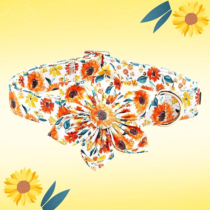 Lionheart Glory Floral Dog Collar with Flowers - Soft, Durable & Adjustable for Large Dogs
