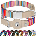 AirTag Dog Collar for Small Medium Large Breed - Adjustable Cute Pattern Dog Collar with Airtag Holder - Soft Leather Tracker GPS Apple Air Tag Pet Collars (Small, 12"-15" Neck Fit, Serape)