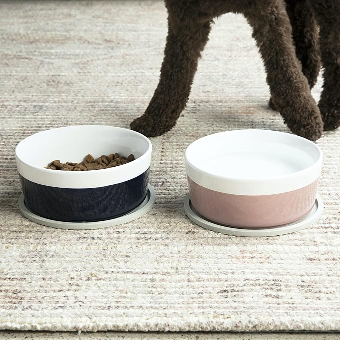 Waggo Habit Silicone Dog Placemat – Set of 2 Modern Heavyweight Silicone Dog Food Mats, Dishwasher Safe, Non-Slip, Solid Color – Black (Small, 6")