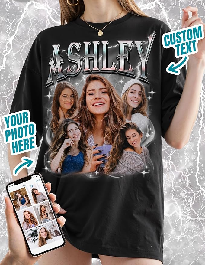 Custom Bootleg Rap Shirt with Photo Text, Vintage Custom Picture Shirt for Girlfriend, Boyfriend, Dad, Mom, Pet Lover Friend