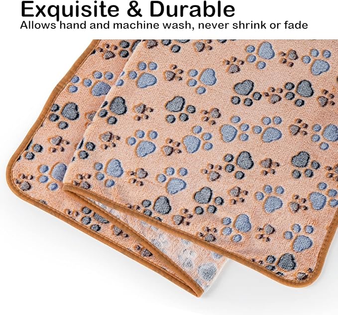Dono 1 Pack 3 Dog Blankets, Soft Fluffy Fleece Pet Blanket Warm Sleep Mat Paw Print Design Puppy Kitten Throw Blankets Doggy Blanket for Dogs