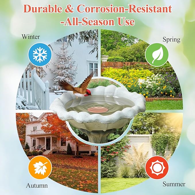 Bird Bath Copper Disk, Premium 99.99% Pure Copper, Less Cleaning Frequency, 0.6mm Pure Copper Cleaning Disk, Bird Bath Accessories, Physical Safe Water Purify Outdoor Bird Bowls