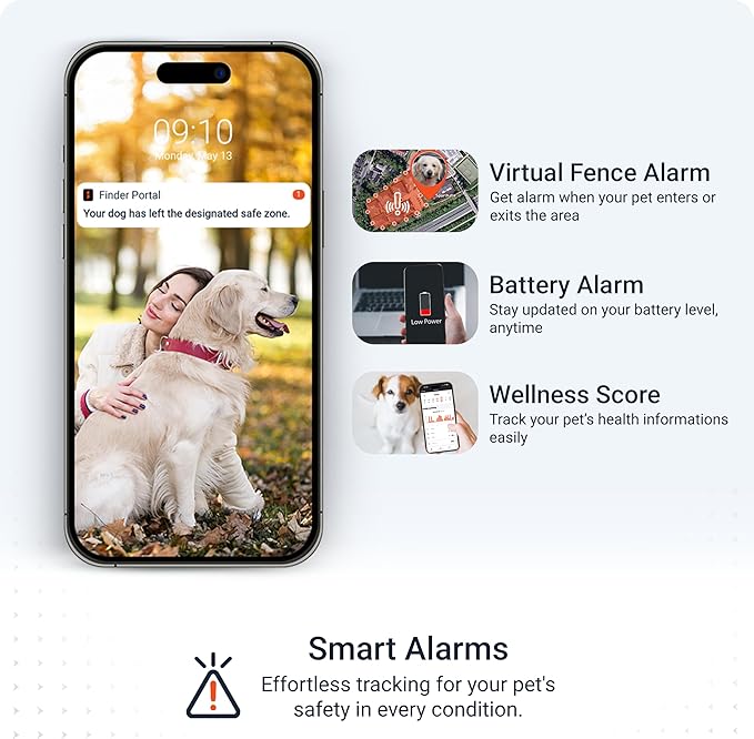 PAJ GPS Tracker for Dogs - 4G GPS Collar Tag with Real-Time Location Tracking & Runaway Alert - Waterproof & Up to 10 Days Battery Life - Fits Any Collar w/Glowing LEDs - Subscription Required - Grey
