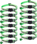 14 Pack Breakaway Cat Collar with Bell, Reflective Kitten Collar for Girl Boy Cats, Safety Buckle Adjustable 7.5-12.5 Inch, 0.4 Inch Width Lightweight, Pet Gifts (Light Green)