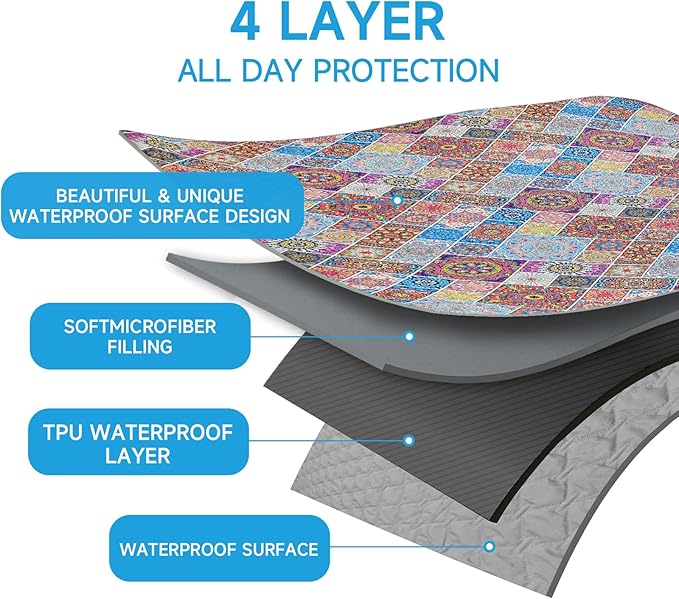 Waterproof Dog Blanket, Bohemian Dog Bed Cover Pet Blanket, Reversible Sofa Couch Cover for Dogs Washable, Protect Furniture Bed Couch Sofa for Puppy Cat (Colorful Medallion, 68×82 Inch)