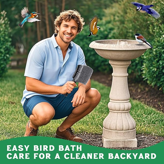 2 Pack Brush for Bird Baths, Bird Bath Cleaner with Ergonomic Handle and PVC Bristles, Gentle Yet Effective Cleaning for Wigglers, Feeders, Hook Design