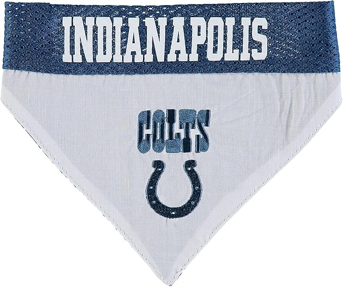 Pets First NFL DOG BANDANA - INDIANAPOLIS COLTS REVERSIBLE PET BANDANA. 2 Sided Sports Bandana with a PREMIUM Embroidery TEAM LOGO, Large/X-Large. - 2 Sizes & 32 NFL Teams available