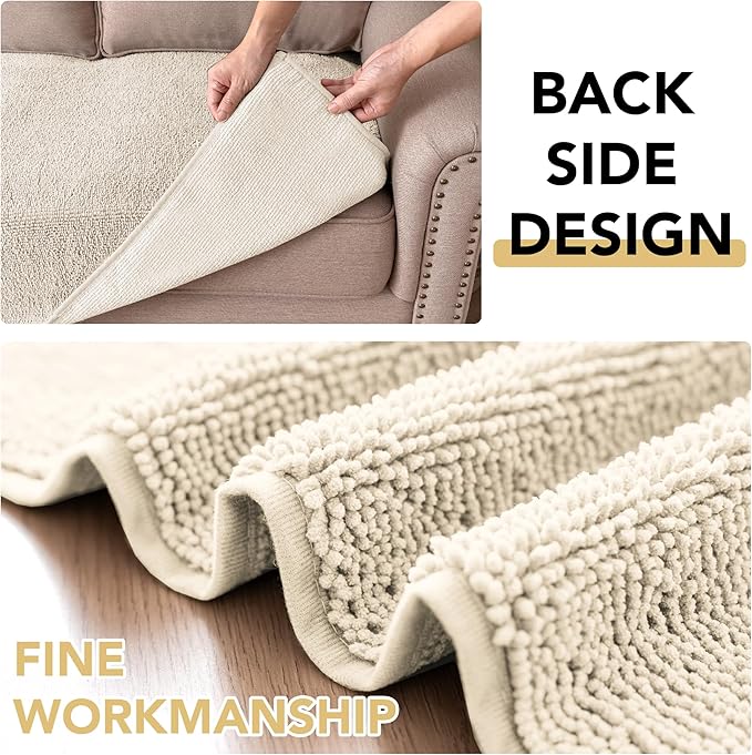 H.VERSAILTEX Non Slip Pet Couch Cover Chenille Dog Bed Protector Thick Soft Sofa Slipcover Pet Friendly Washable Couch Cushion Covers for Pets (68" x 82", Ivory)