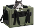 Pecute Cat Carrier Stable, Pet Carrier with Hidden Anxiety Relief Partition & Stable Steel Frame, Safe Cat Carrier for Car Travel, Soft-Sided Dog/Cat Carrier Bag for Pets Up to 11lbs, Green