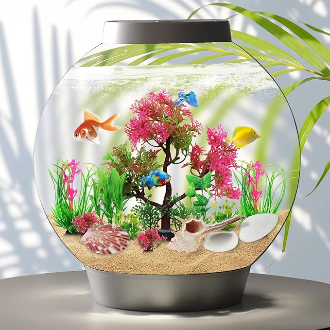 Aquarium Plants with Natural Decorations Shells, 15pcs Fish Tank Decoration Colorful Artificial Fish Tank Decor Plants Aquarium Decorations for Household and Office Aquarium Simulation
