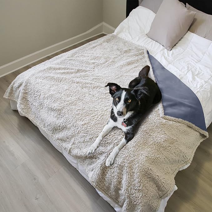 Kritter Planet Waterproof Bed Blanket for Couples, Washable Stain Proof Pad Bed Cover, Reversible Leakproof Protector, Liquid Pee Proof Blanket for Couch Sofa, 80x90 inch, King Size