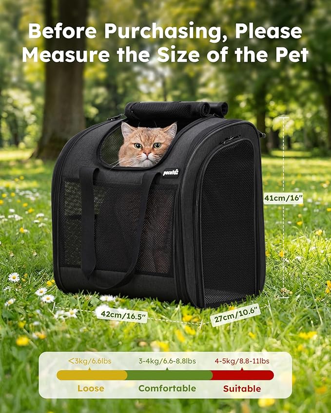 Pecute Cat Backpack with Widened Interior Space, Upgraded Dog Backpack Carrier with Various Ways to Carry, Pet Backpack with Breathable Mesh, Pet Travel Carrier with Soft Padded,Dark Grey