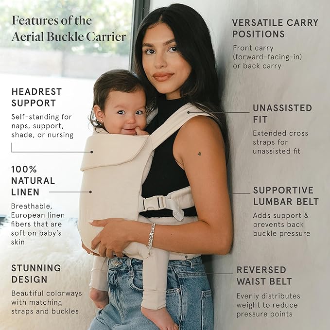 WildBird - Aerial Buckle Carrier - 2-24 Months - Standard (XS-XL) Sparrow - Front or Back Carry - Cross Straps, Lumbar Support, Headrest - Hip Healthy - Baby Carrier - Baby Essentials - New Mom Gifts
