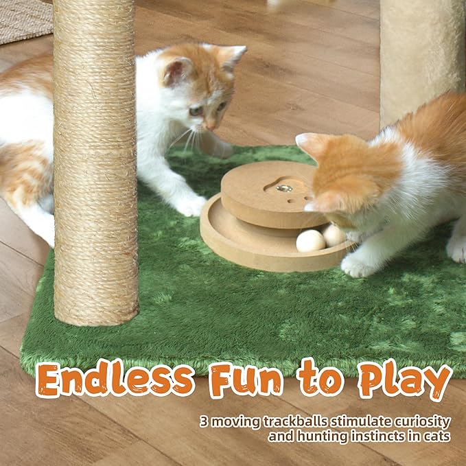 Fantasreen Cat Scratching Post 28 Inches Small Cat Tree Tower with Hammock, Cat Toy Wooden Interactive Condo for Kitten and Adults Cat
