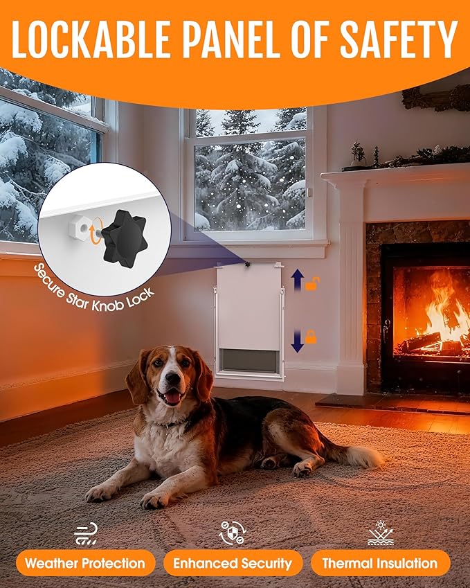 Pet Dog Door for Wall - Robust Steel Pet Door with Magnetic Triple Flaps, 12.6" x 10" Flap Opening, Adjustable Tunnel for 3.4"-6" Thick PVC, Wood, Drywall, for Pets Up to 45lb, White