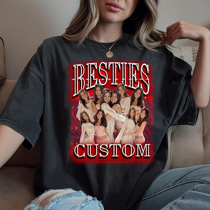 Custom Bootleg Rap Tee, Personalized Girlfriend Vintage Graphic T-Shirt, Photo Shirt, Valentine Birthday Gifts
