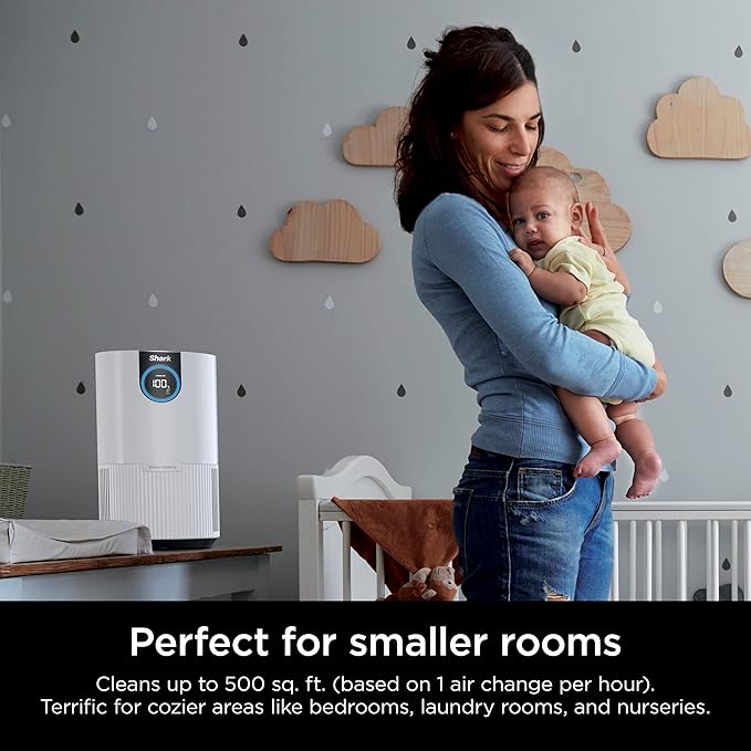 Shark Air Purifiers For Home Pets, 2 Pack, Allergies, Pet Hair, HEPA Air Filter, 500 Sq Ft, Small Room, Bedroom, Odor Eliminator Clean Sense, Captures 99.98% of Particles, Pet Dander, Fur, HP102PK2 (Renewed)