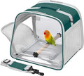 Suertree Small Bird Carrier, Large Window Travel Cage with Stand and Easy Clean Tray for Parrot Parakeet Cockatiels, Lightweight and Portable, Green