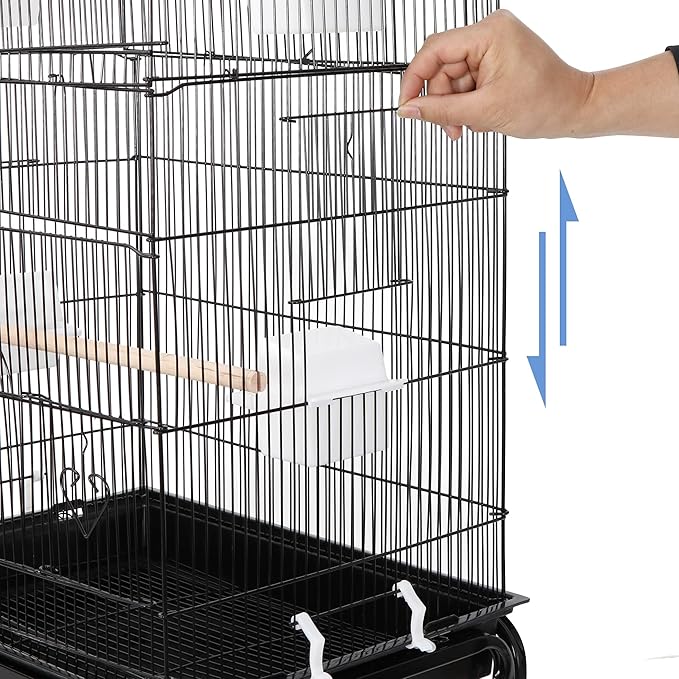 ZENY 63.4 Inch Bird Cage, Rolling Wrought Iron Parrot Cage with Side-Out Tray, Storage Shelf, Pet Bird House for Parrot Cockatiel Cockatoo Parakeet Macaw Finches