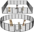 Dog Playpen,Portable Outdoor Dog Fence, Dog Playpen for Large/Medium/Small Dogs, Dog Fences for The Yard,with Doors Foldable Metal (24 Panels, 45 inch)