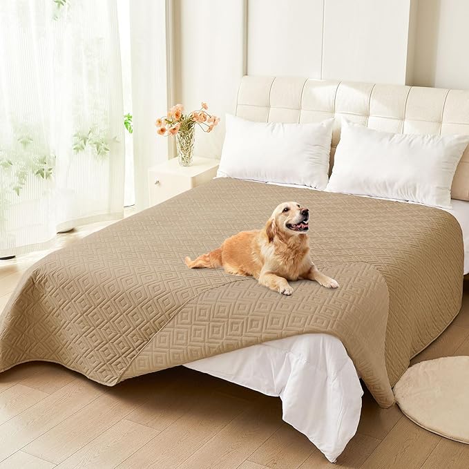 hyha Waterproof Dog Blanket, Soft Dog Bed Cover Pet Blankets, Waterproof Sofa Couch Cover for Dogs Washable, Reversible Pet Couch Covers for Sofa Furniture (82x102 Inch, Camel/Camel)