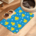 Yellow Rubber Ducks Dog Food Mat,Soap Bubbles Absorbent Pet Feeding Mat for Food and Water Bowl,Quick Dry Dog Placemat Non Slip Rubber Backing Waterproof Pet Supplies 16" x 24"
