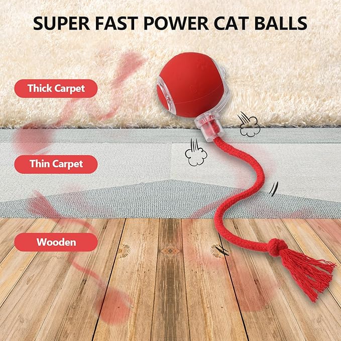 FUNNYDUCK Speed 2.0 Tail Interactive Cat Toys for Indoor Cats – Smart Motion-Activated Rolling Ball with Tail, Chirping Sounds, and USB Rechargeable Design for Enrichment & Exercise