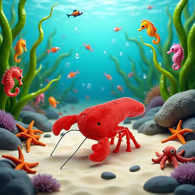 Dog Lobster Chew Toy Multi-Shape Comfortable to Touch Plush Cats Chew Stuffed Toy for Pet No Stuffing Crinkle Plush Dog Toys for Puppy Teething Dogs Training and Reduce Boredom