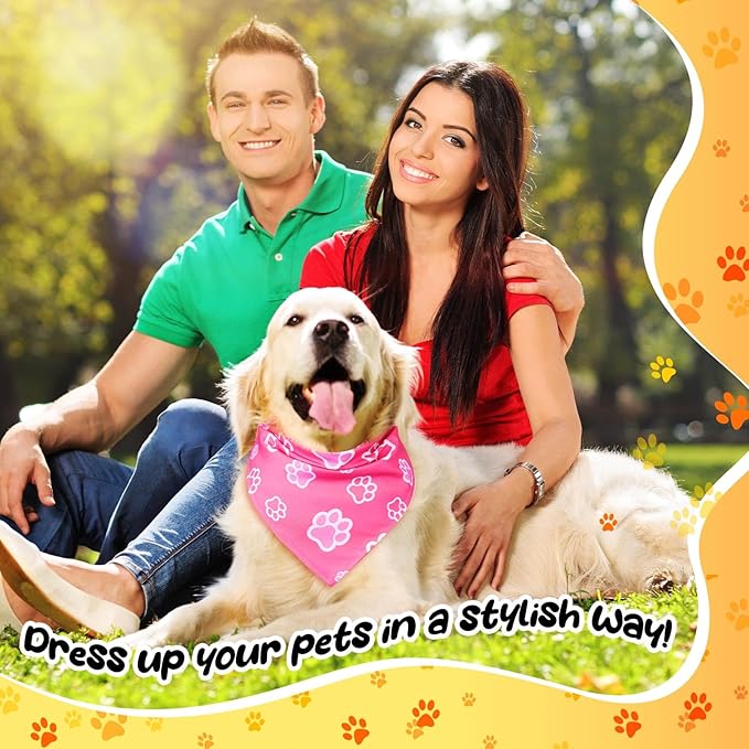 Reginary 120 Packs Dog Bandanas Bulk Christmas Dog Paw Scarf Adjustable Holiday Pet Scarf Washable Scarves Triangle Drool Bibs for Xmas Cat Pet Costume Supply