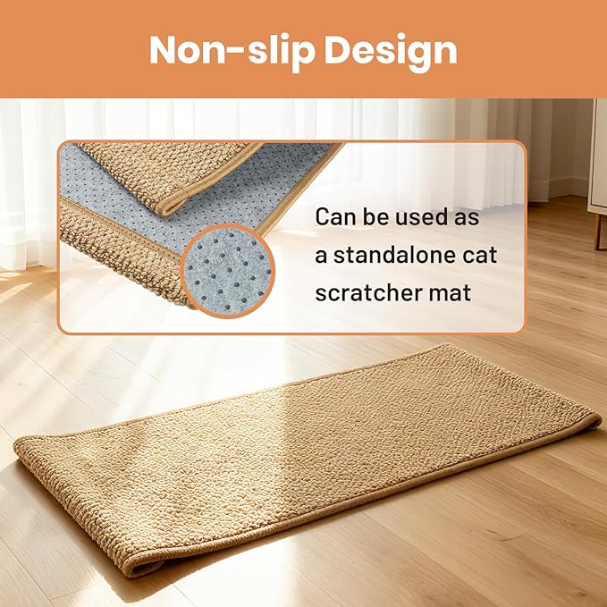 Ordora Large Cat Scratcher Mat: 31.5 X 14 Inch Upgrade Soft Sisal Horizontal Cat Floor Scratching Pad, Cat Scratching Rug Protect Furniture