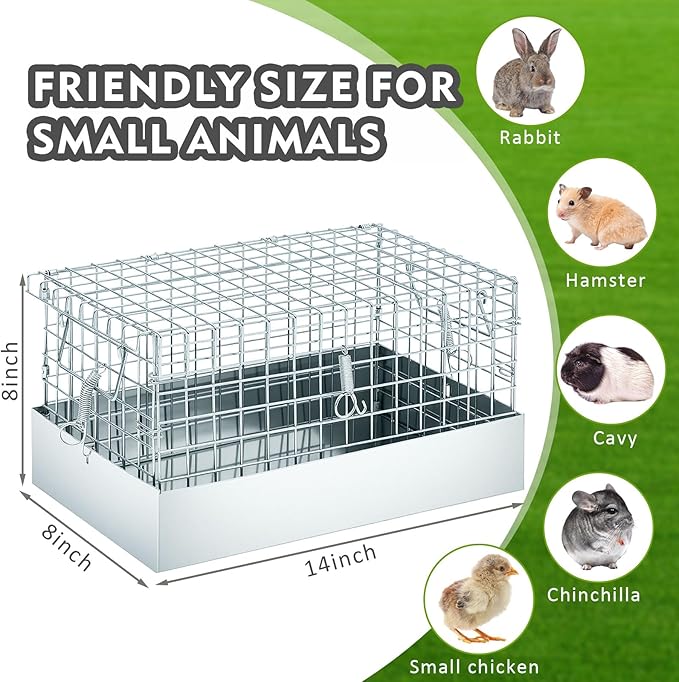 14 x 8 x 8 Inch 1 Hole Folding Guinea Pig Carrier Chinchilla Carrier Portable Hamster Travel Cage with Tray Handle for Rabbit Chick Bird Small Animal Transport Temporary Housing Pet Habitat