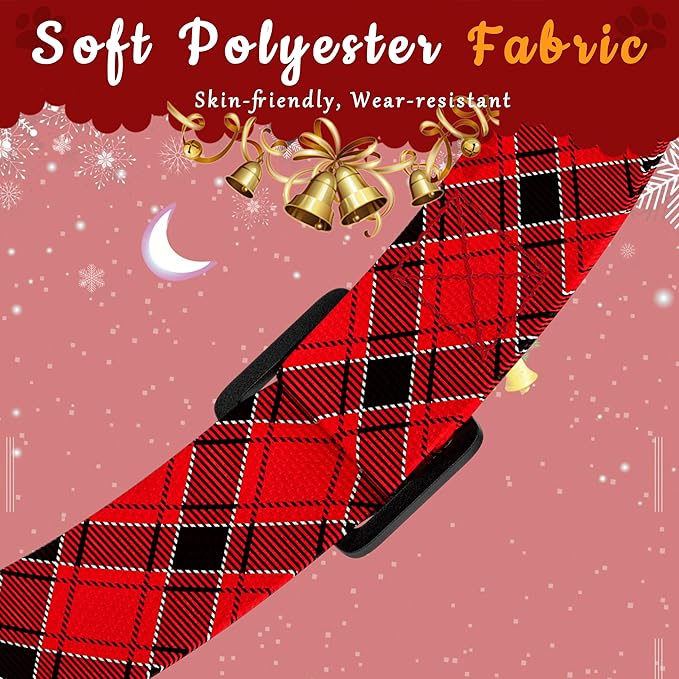 Christmas Plaid Dog Collar, Classical Boys Girls Puppy Collar for Small Medium Large Dogs, Adjustable Soft Pet Collar with Safety Buckle for Male Females(Red Plaid, XS)