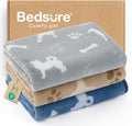 Bedsure 1 Pack 3 Pet Blankets, Super Soft Fluffy Premium Fleece Flannel Portable Throw Dog Blankets for Small Dogs, Printed Cat Puppy Blanket Grey/Brown/Blue Small(20x30 inch)