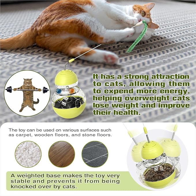 Cat Toy for Indoor Cats Wobble Treat Dispenser Ball Kitten Food Dispenser & Puzzle Feeder Balls & Enrichment Toys & Mental Stimulation Interactive Brain Game