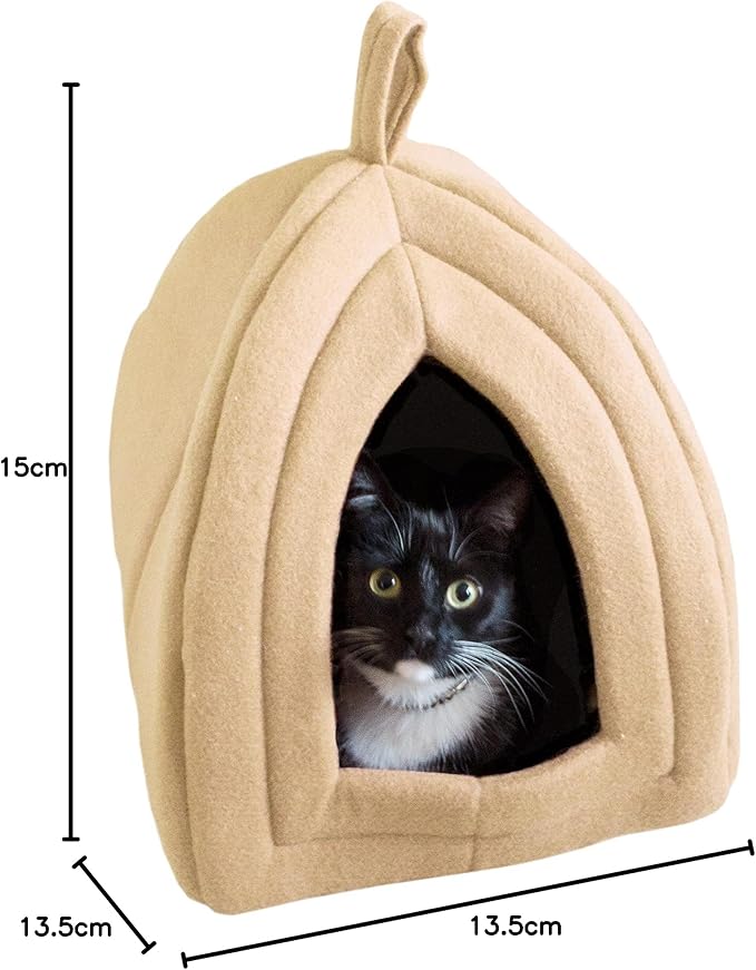 Cat House Indoor Cat Bed with Removable Foam Cushion, Plush Cat Tent Bed for Small Pets, Comfortable Cozy Hideaway for Cats, Kittens, Rabbits, Guinea Pigs, Ferrets, Hedgehogs, by PETMAKER
