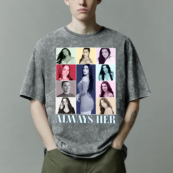 H-DEWALL Custom T Shirts Mineral Wash Tshirt Bootleg Rap Tee Customized Gifts for Boyfriend Birthday Shirts Tops for Women