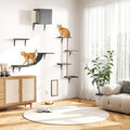 COZIWOW Wall Mounted Cat Furniture, Cat Wall Shelves and Perches, Floating Cat Shelves for Wall Set of 5 (Grey)
