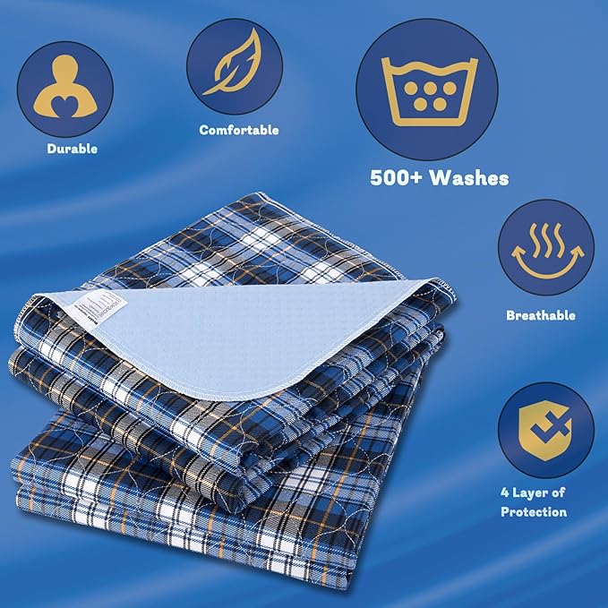 Non-Slip Bed Pads for Incontinence Washable (36" x 52"|2 Pack),Waterproof Bed Pads,Adult Washable Incontinence Bed Pads for Adults,Dog,Kids